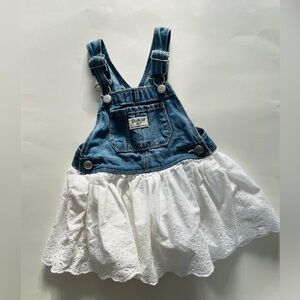 Vintage Osh-Kosh Denim Overall Eyelet Dress 2T